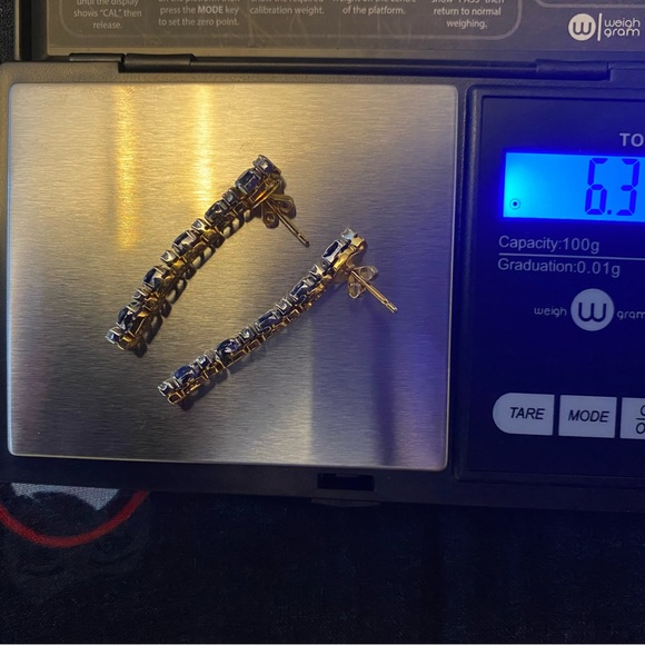 New Natural Sapphire and Diamond Earrings in 18 K solid gold - Picture 7 of 7